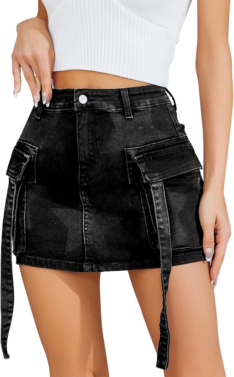 Cargo Skirt Women Y2K Button Mini Jeans Skirt for All Seasons