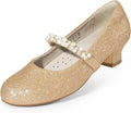 Girls Dress Shoes Low Heels Mary Jane with Pearl (Style QPD8)