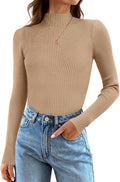 Women's Turtleneck Ribbed Knit Slim Fit Long Sleeve Top - Cozy Fall