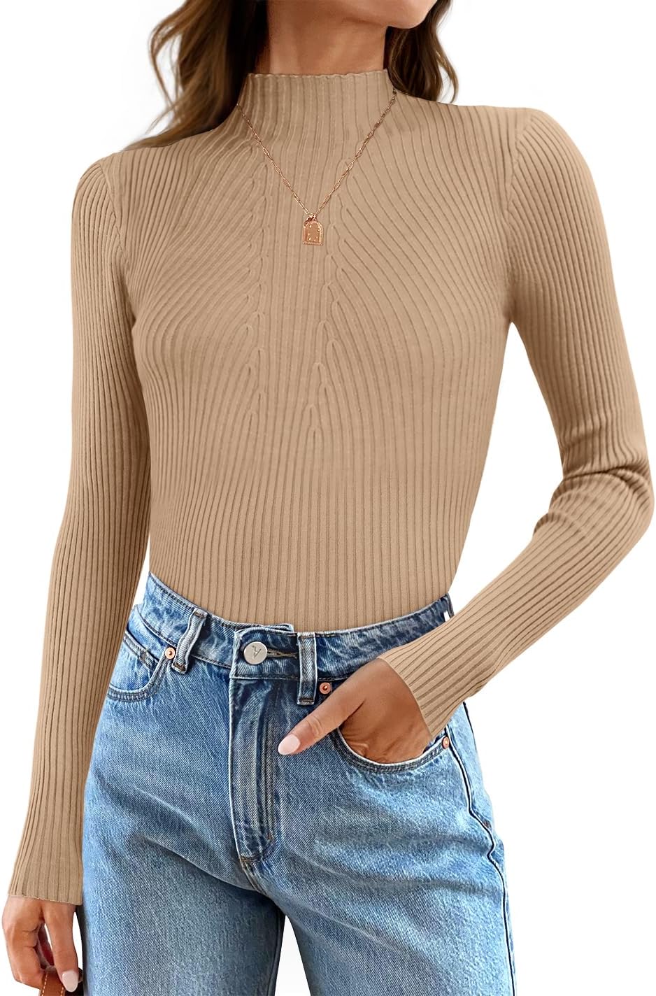 ZESICA Women's Fall Long Sleeve Turtleneck Slim Fit Sweater