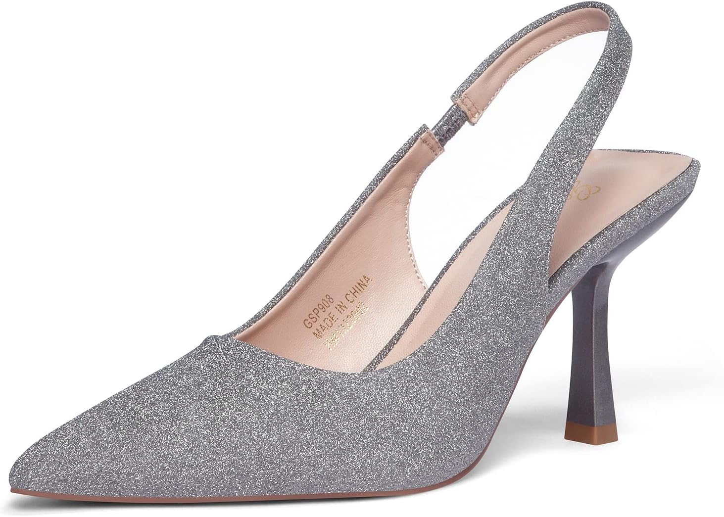 GENSHUO Women's Slingback Kitten Heel Stiletto Pumps for Elegance