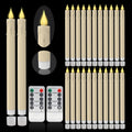 LED Flameless Taper Candles 10.6 in Set of 24 - Remote, Timer