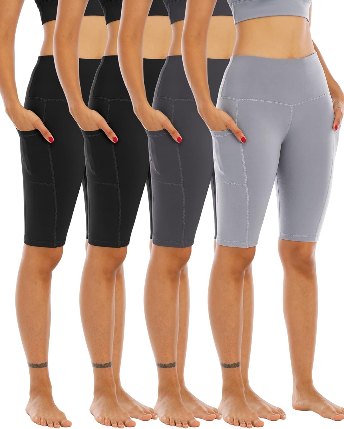 Biker Yoga Shorts with Pockets for Women - High Waisted Comfort