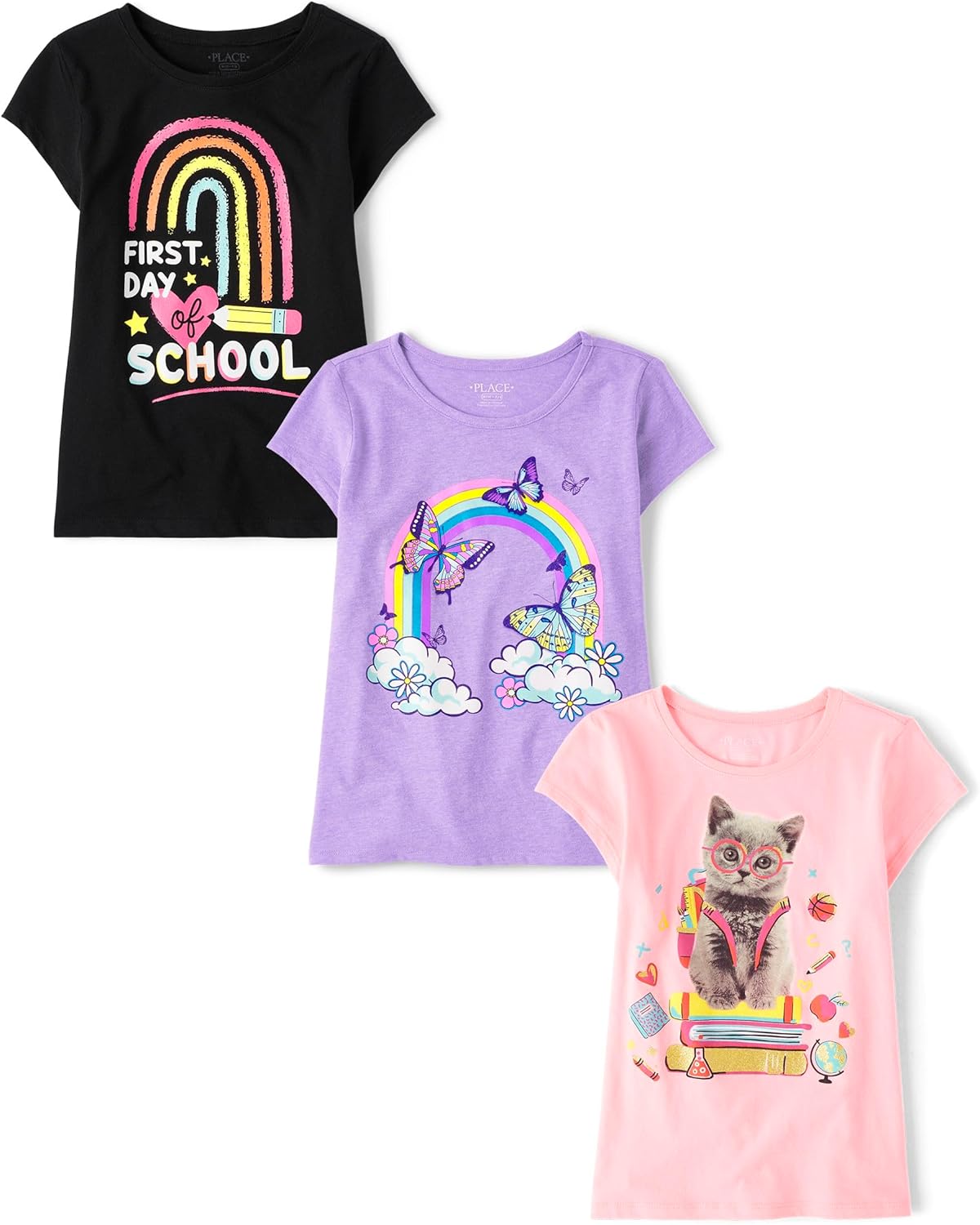 Girls School Days Short Sleeve Graphic T-Shirts Multipacks