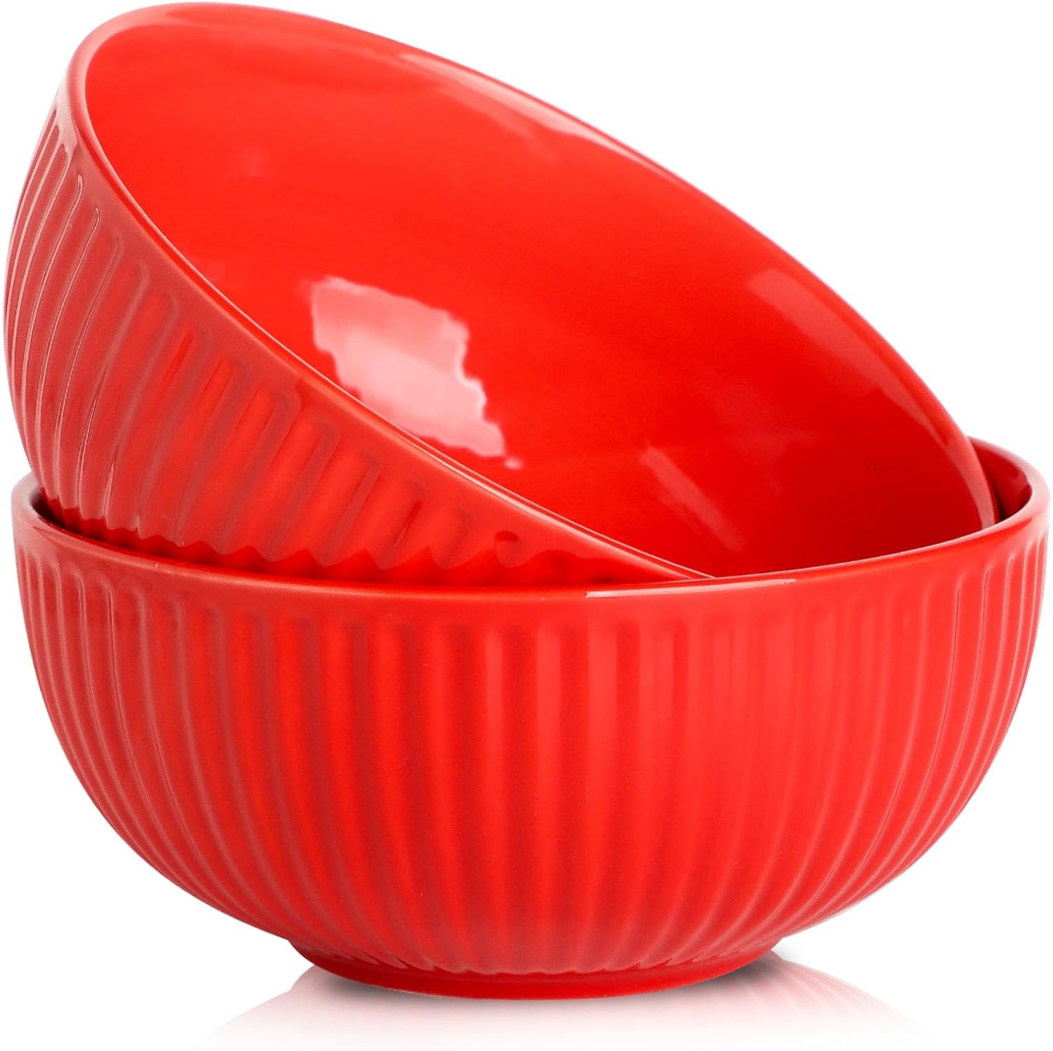 Elegant Ribbed Porcelain Serving Bowls Set of 2 for Dining