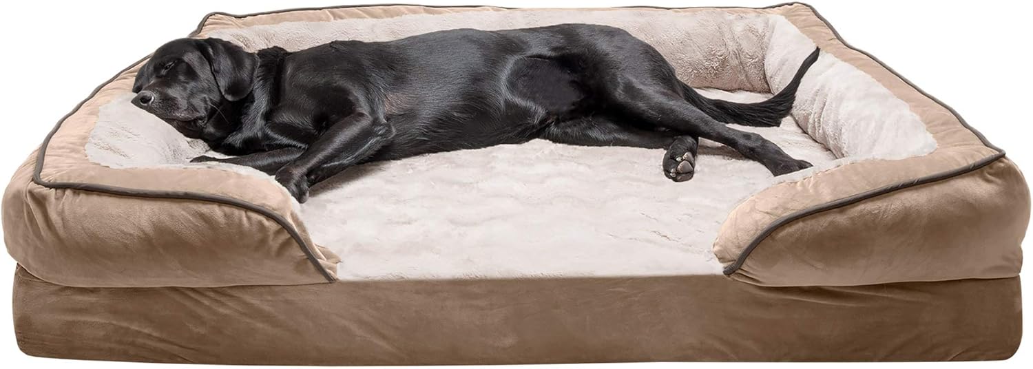 Furhaven Cooling Gel Dog Bed for Large Dogs with Bolsters
