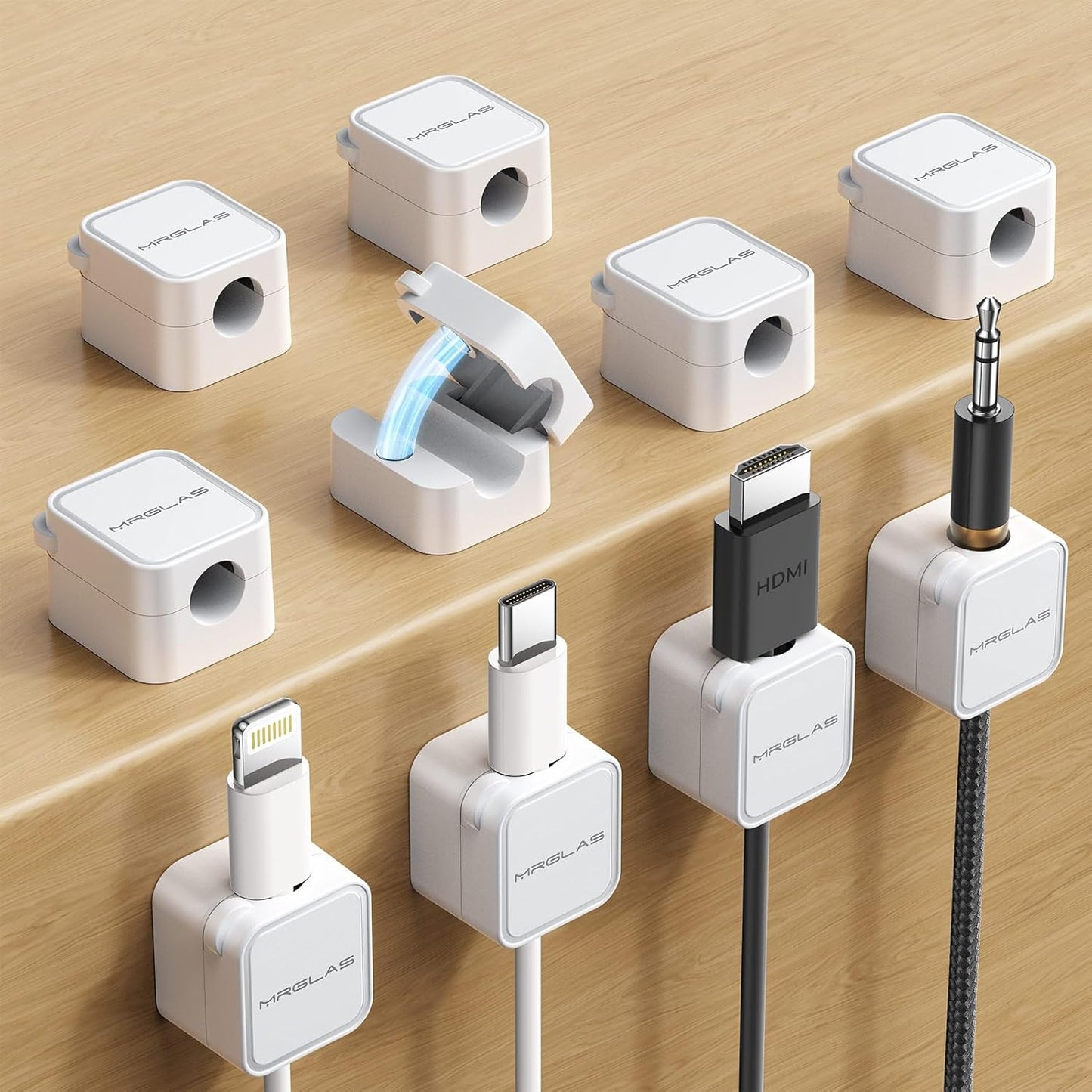 MRGLAS Magnetic Cable Clips - Instant Cable Management