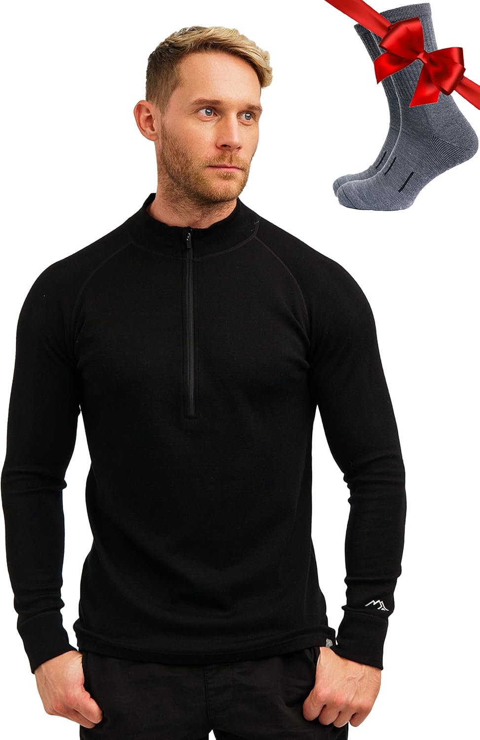 Merino Wool Base Layer Mens Half Zip Sweater for Comfort
