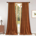 StangH Velvet Curtains 108 in Long Burnt Orange - Heavy Blackout