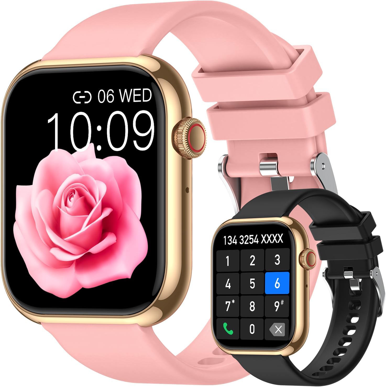 Waterproof Call Smartwatch: Fitness Tracker Pink