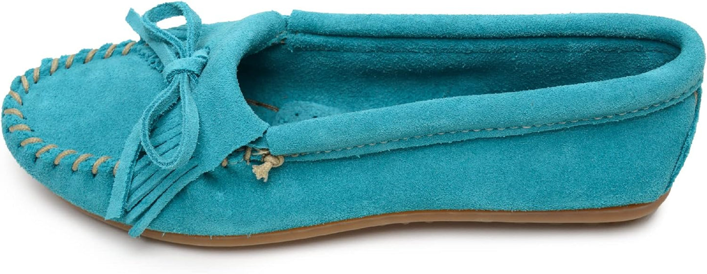 Minnetonka Women's Kilty Suede Hardsole Moccasin for Comfort