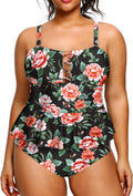 Yonique Plus Size Tankini Swimsuit - Tummy Control Peplum Set