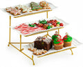 3 Tier Trays Stand Porcelain Serving Trays Collapsible - Elegant