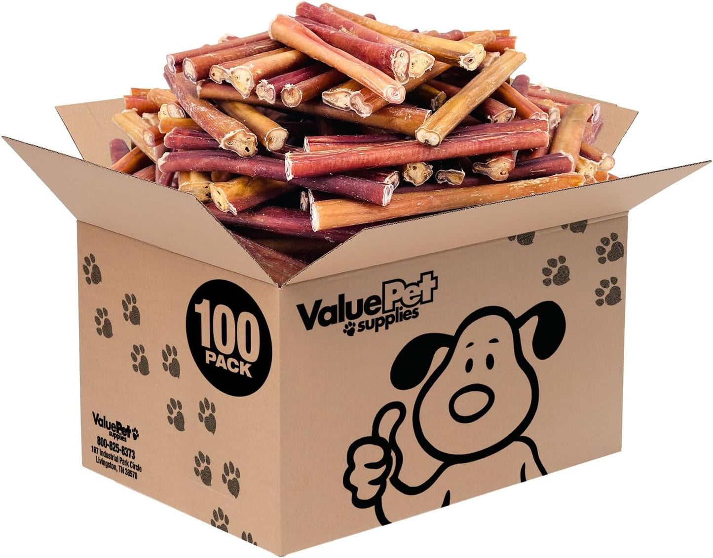 ValueBull Bully Sticks for Dogs - Thick 6 Inch, 100 Count Pack