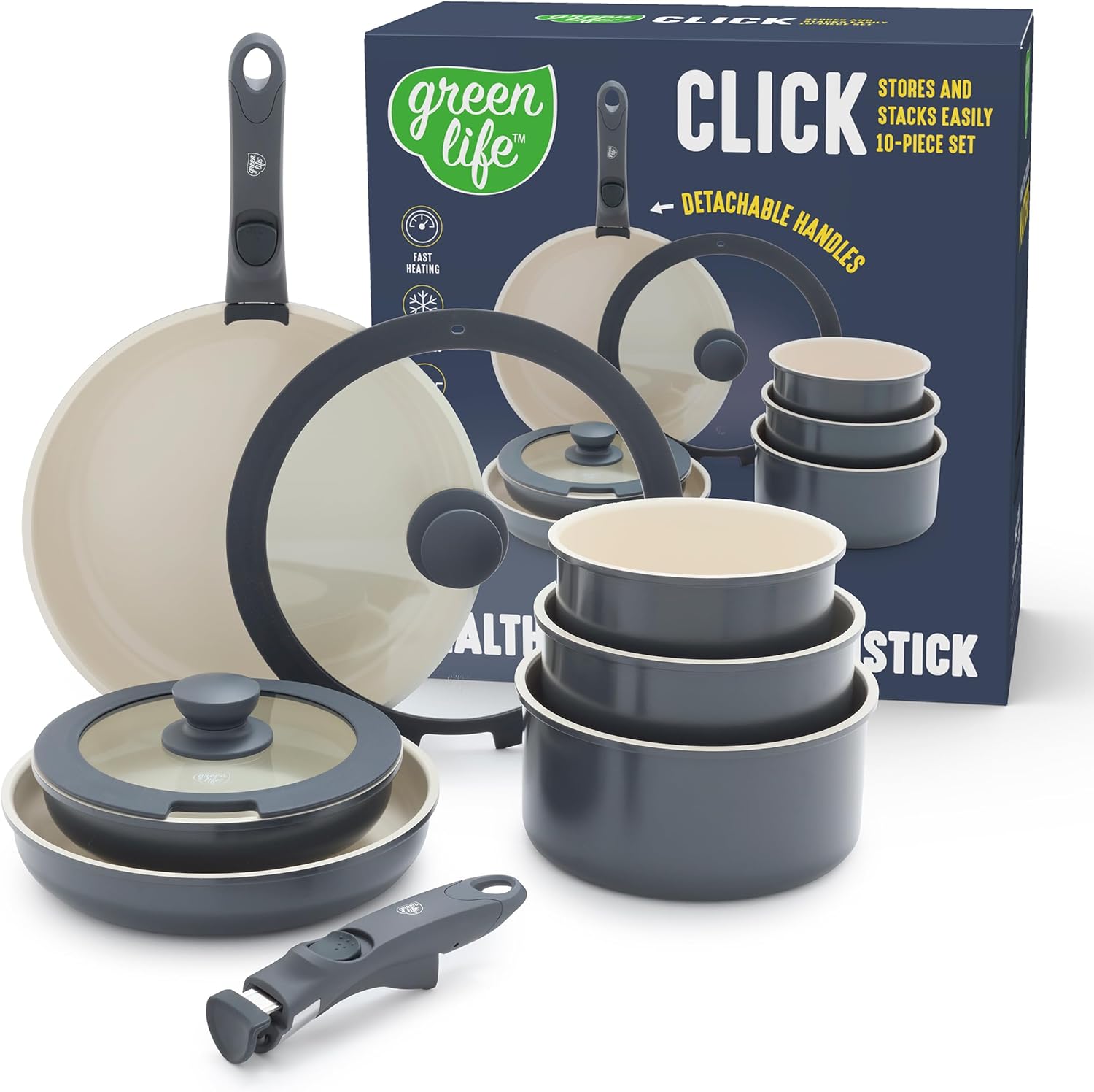 GreenLife 10 Piece Nonstick Pots & Pans Set for Every Kitchen