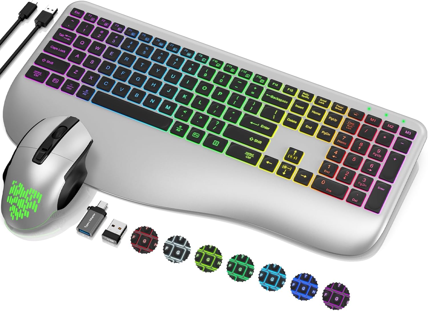Rechargeable Backlit Keyboard & Mouse Set with Silent Keys