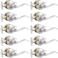 Privacy Door Lever Pack 10 - Satin Nickel Keyless Privacy Handles