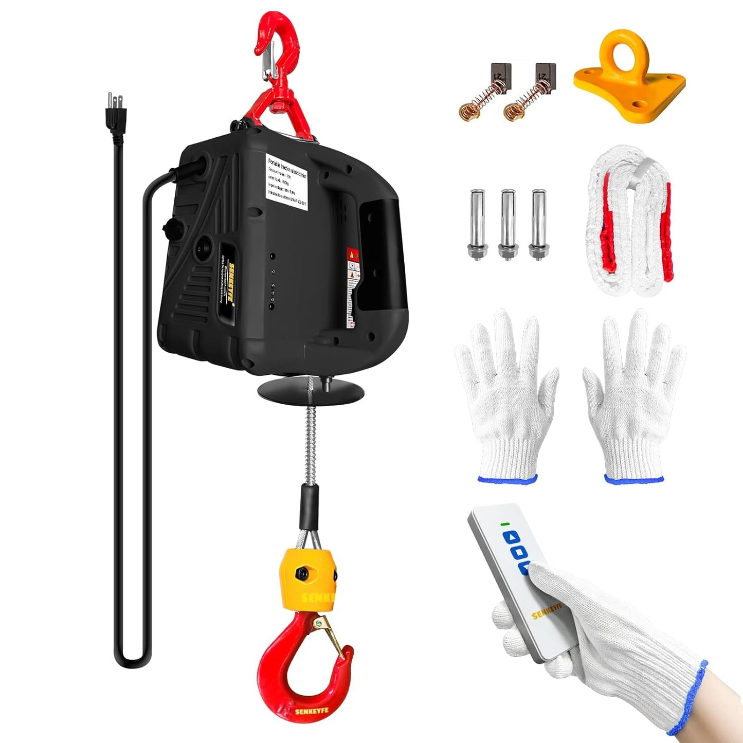 Power Electric Portable Hoist Winch 1100LBS for Lifting Tasks