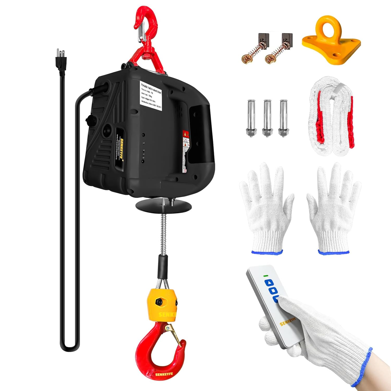 Power Electric Portable Hoist Winch 1100LBS for Lifting Tasks