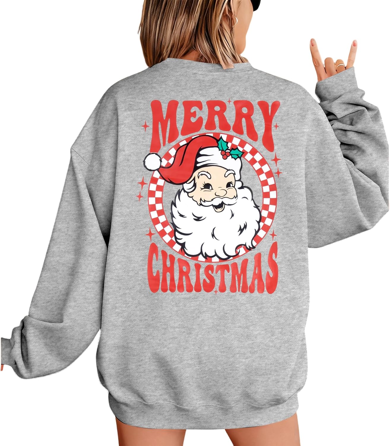 Merry Christmas Santa Sweatshirt Oversized for Women - Cozy Style