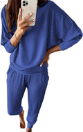 Women's Ribbed 2 Piece Lounge Set - Fall Matching Sweatsuit