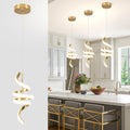 Spiral LED Pendant Light Fixtures, 15in Modern Gold Pendant