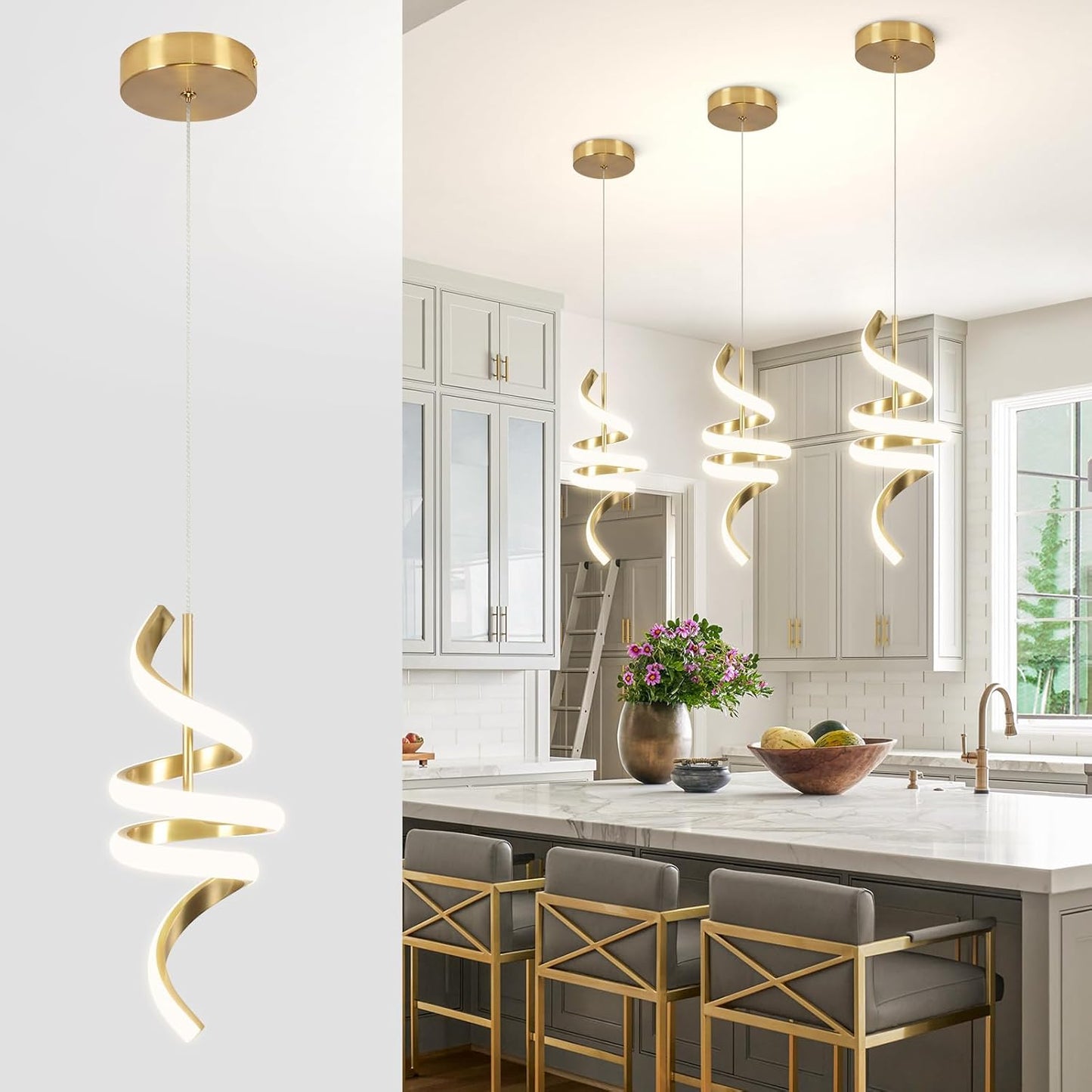 Spiral LED Pendant Light Fixtures for Modern Dining Spaces