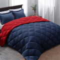 Basic Beyond Queen Navy and Red Comforter Set - Reversible Lightweight