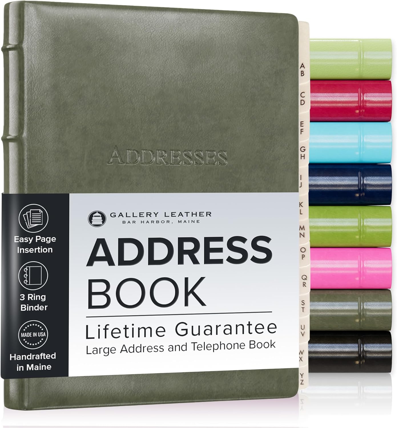 Gallery Leather Large Address Book with Alphabetical Tabs