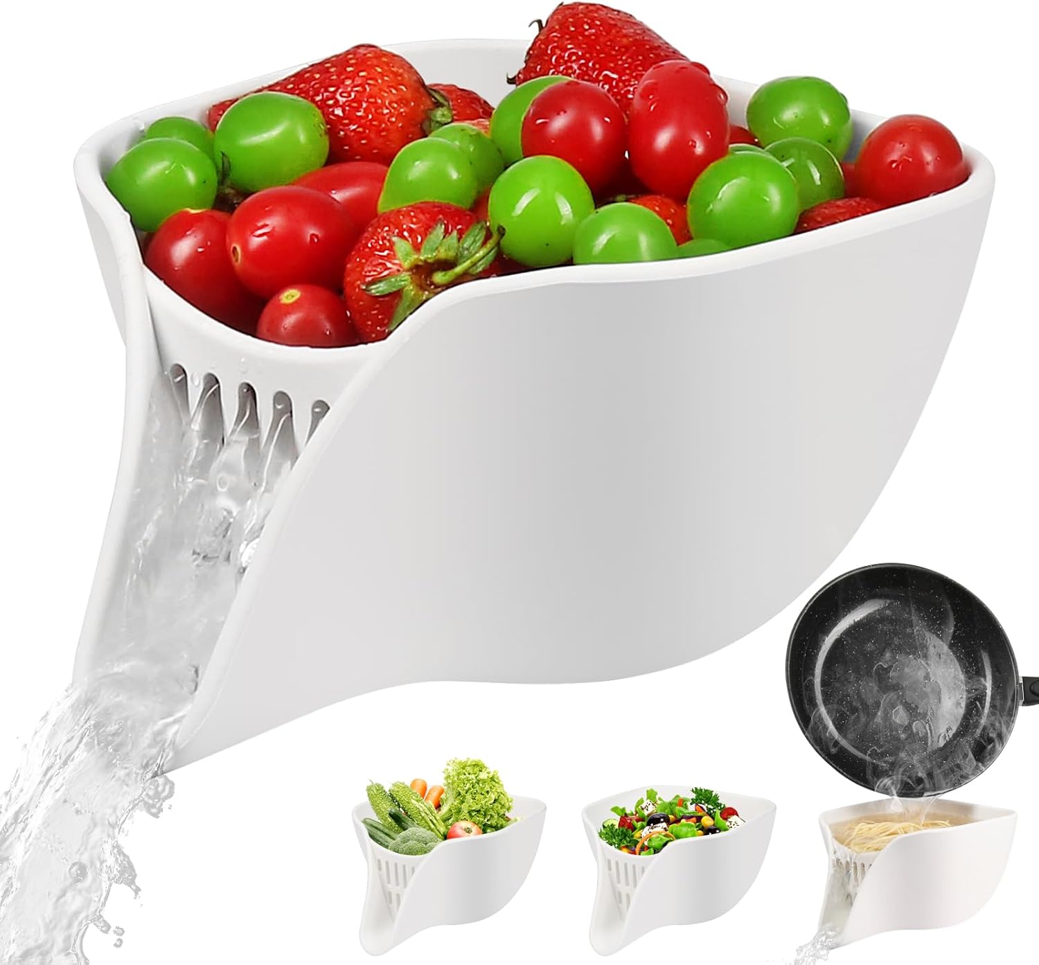 Advantez Small Colander: Silicone Drainer with Spout