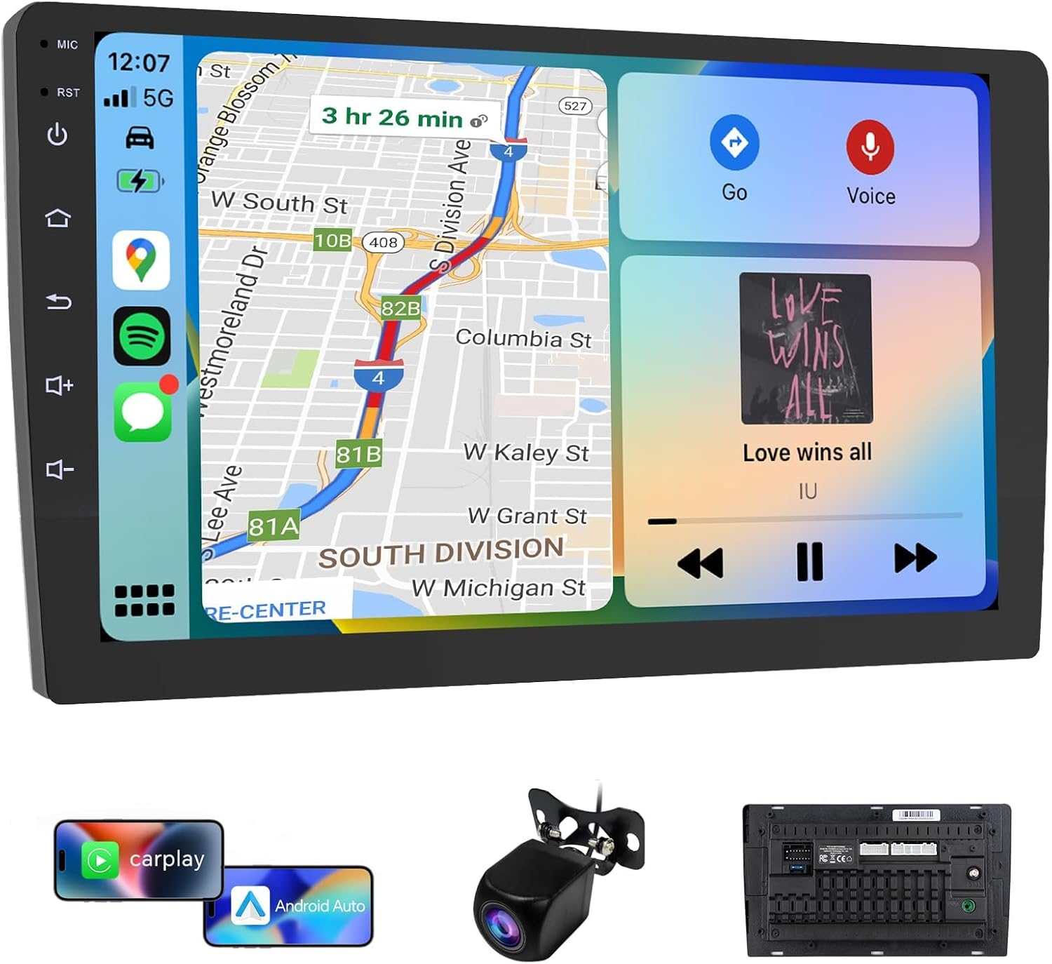 9 Double Din Car Stereo with Wireless Carplay & Android Auto
