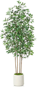 Ficus Artificial Tree 7ft Faux Silk Plant for Indoor Decor - Lifelike