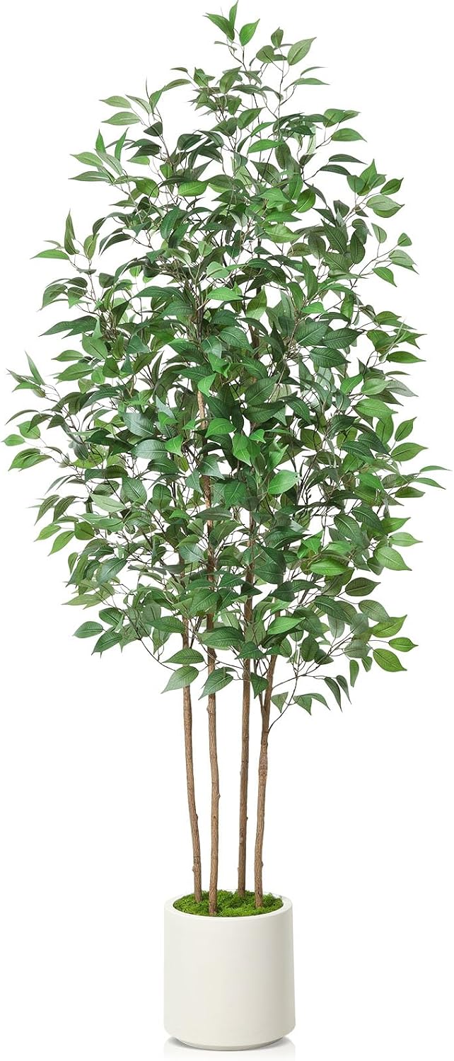 Ficus Artificial Tree 7ft Fake Silk Plant for Home Decor Indoor