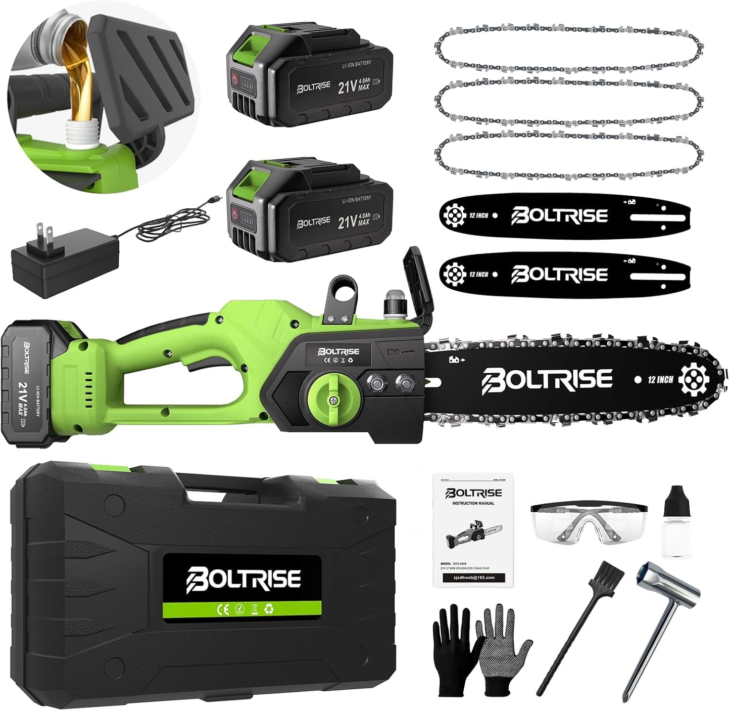 12 Inch Cordless Brushless Electric Chainsaw for Easy Trimming
