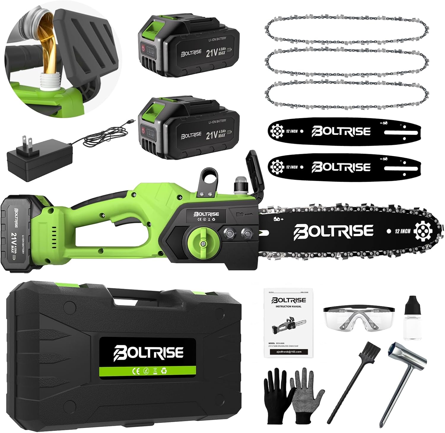 12 Inch Cordless Brushless Electric Chainsaw for Easy Trimming