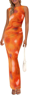PRETTYGARDEN Floral Mesh Bodycon Maxi Dress - Wedding Guest Look
