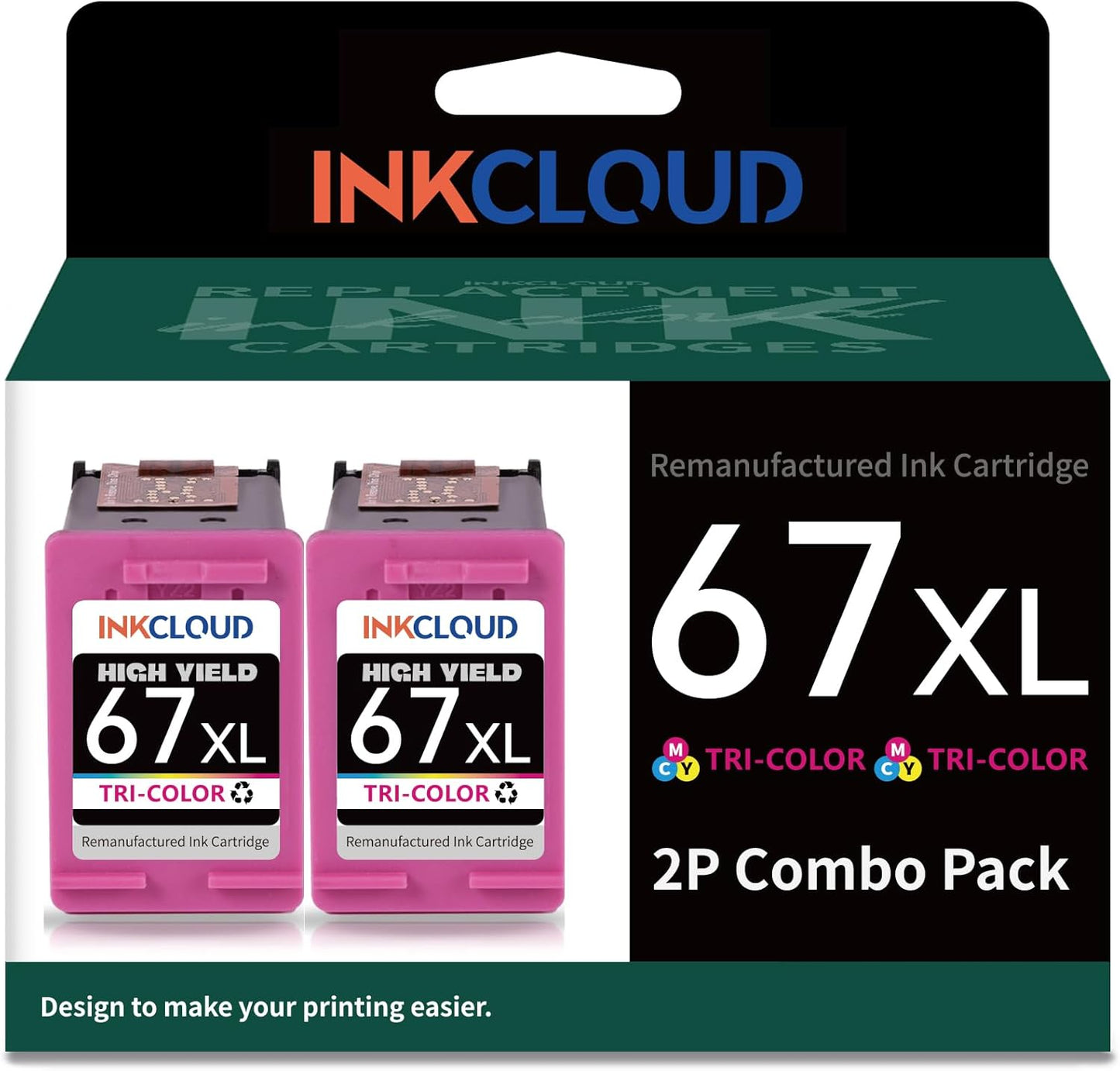 INKCLOUD Compatible Remanufactured Ink Cartridges for HP 67 XL