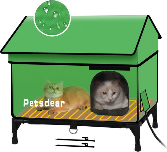 Heated Outdoor Cat House for Winter - Large Insulated Shelter