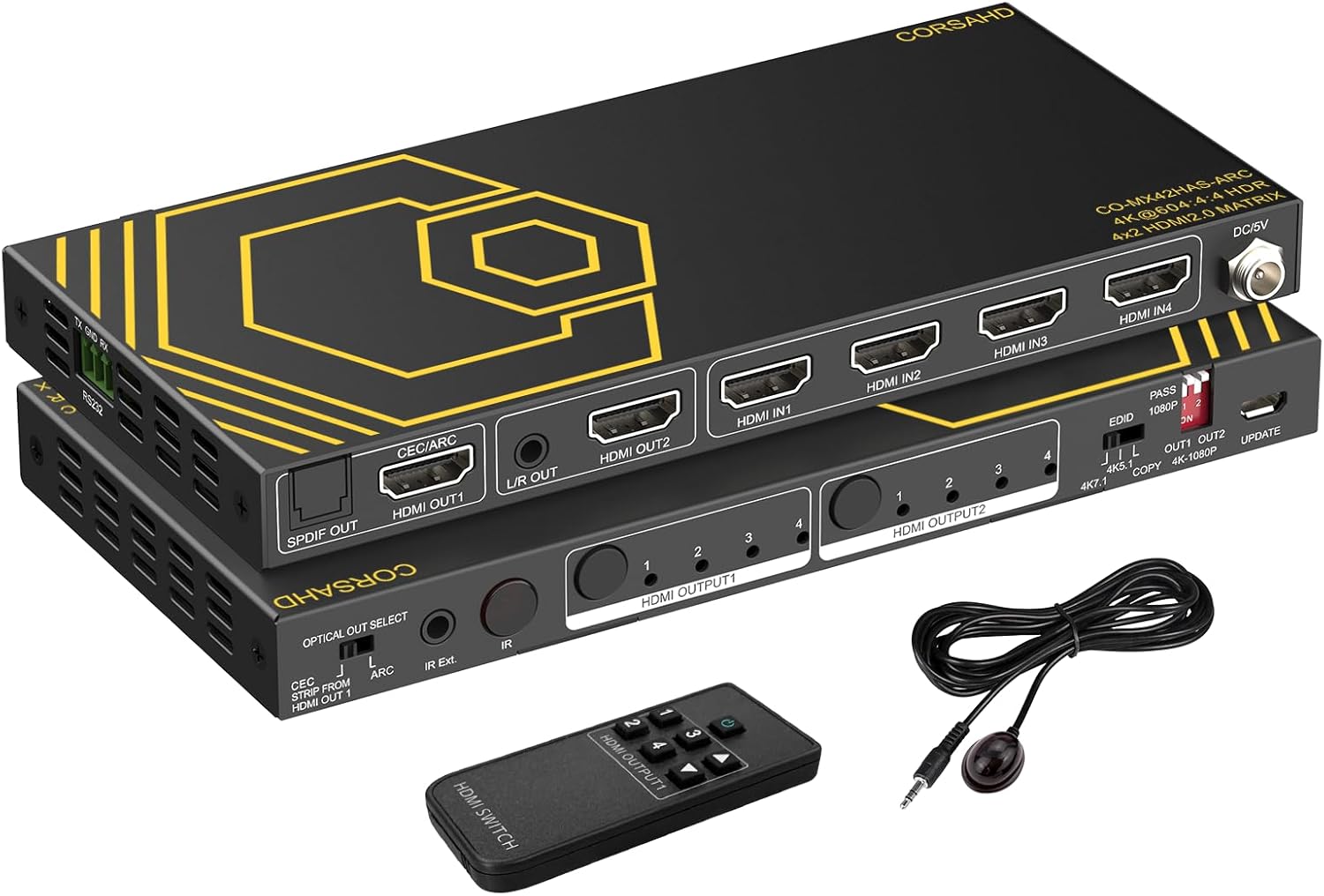 4x2 HDMI Matrix Switcher for 4K 60Hz with ARC and Dolby Vision