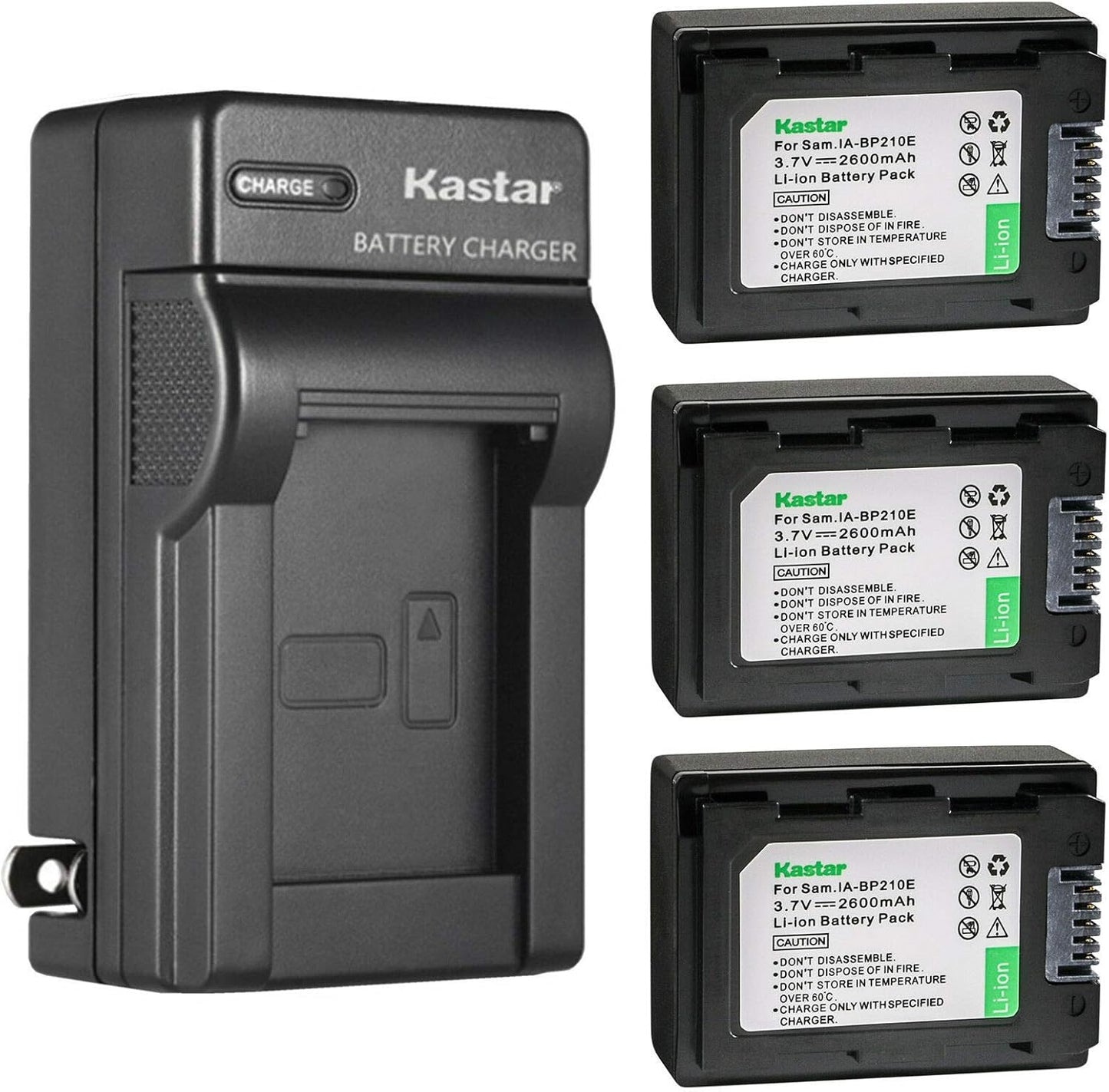 Kastar 3-Pack IA-BP210E Battery and Charger for Samsung Cameras