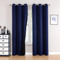 100% Blackout Curtains 42 x 72 in Navy Blue - Bedroom Darkening