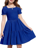 Girls Summer Dress Tie Back Midi Dress with Pockets - Cute