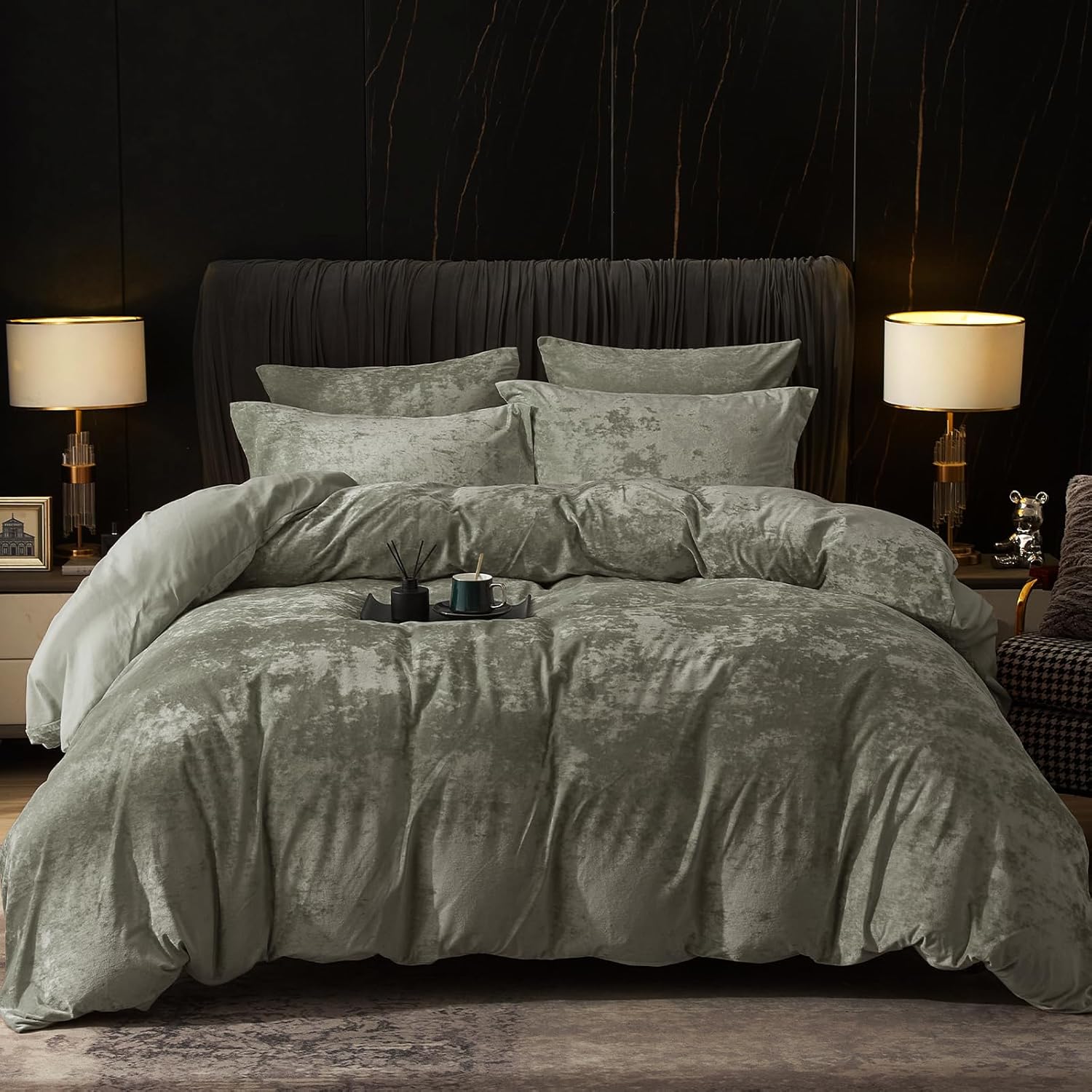 PHF Truly Velvet Duvet Cover Set for California King Size Beds