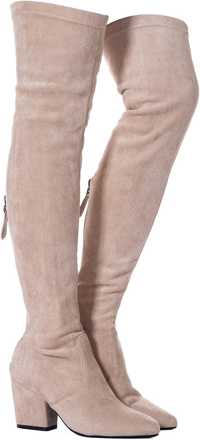Mtzyoa Thigh High Block Heel Boot Women Stylish Comfort Fit