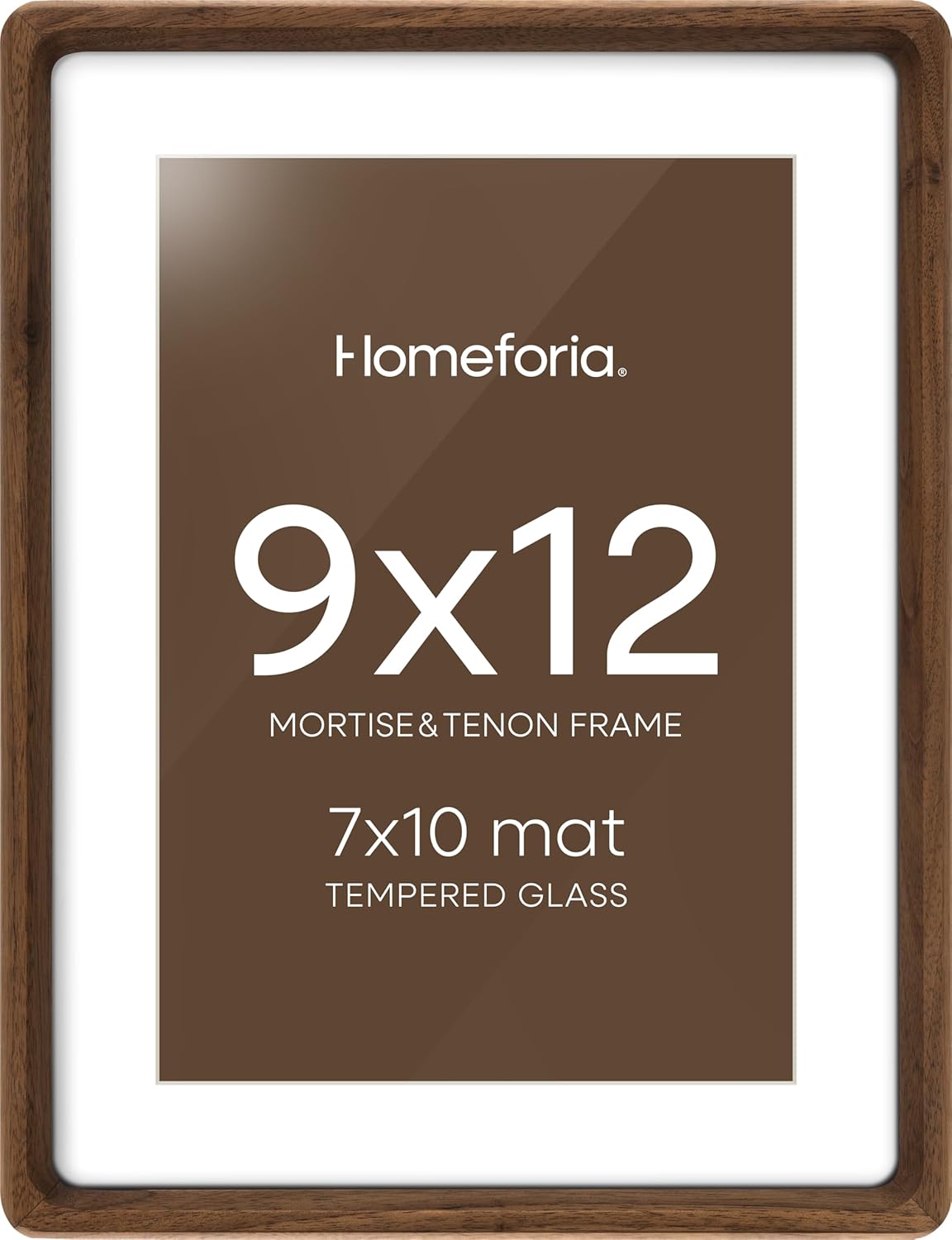 Homeforia 9x12 Picture Frame in Brown Wood for Wall or Tabletop