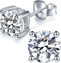 Moissanite Stud Earrings 3CT D Color Round Cut - Sterling Silver