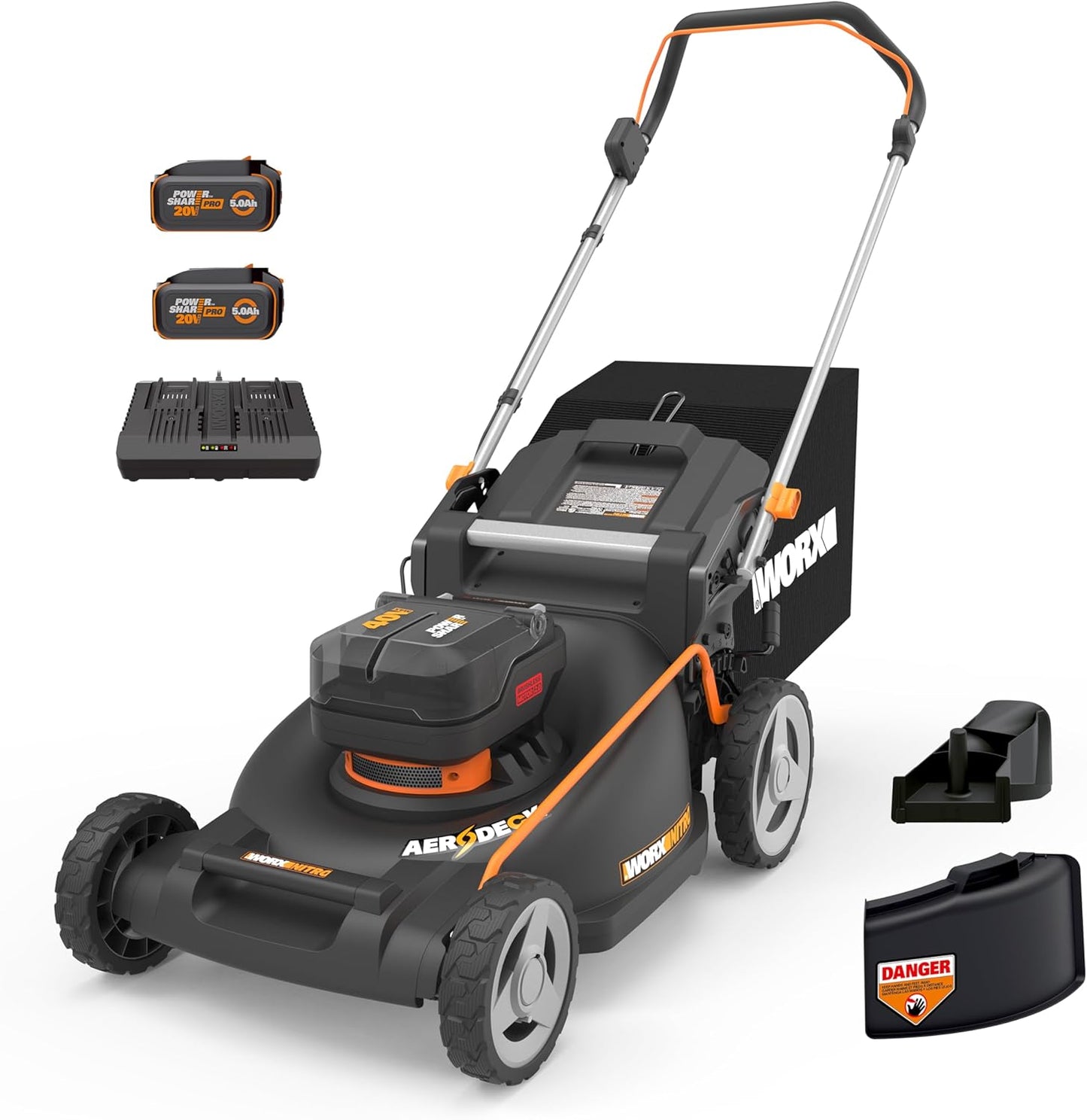 WORX Nitro 40V 21in Cordless Lawn Mower with Aerodeck Technology