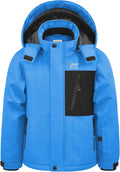 Boys Waterproof Ski Coat - Windproof Snow Jacket with Detachable Hood