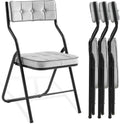 Padded Folding Chairs 4 Pack Gray - Foldable Dining Chair with Cushion