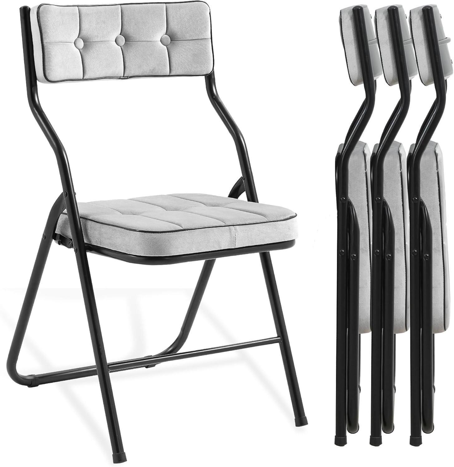 HOMEFUN Padded Folding Chairs 4 Pack for Dining and Events